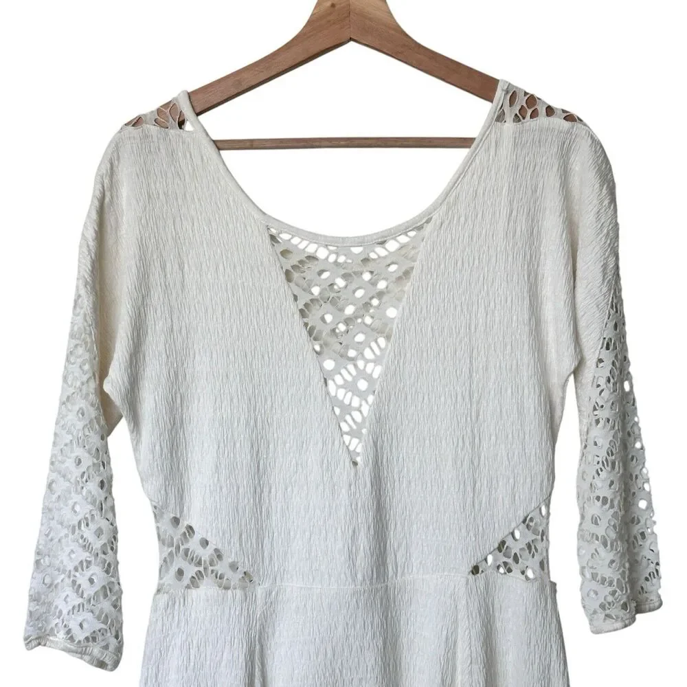 Free People To the Point Dress M White Lace Mini